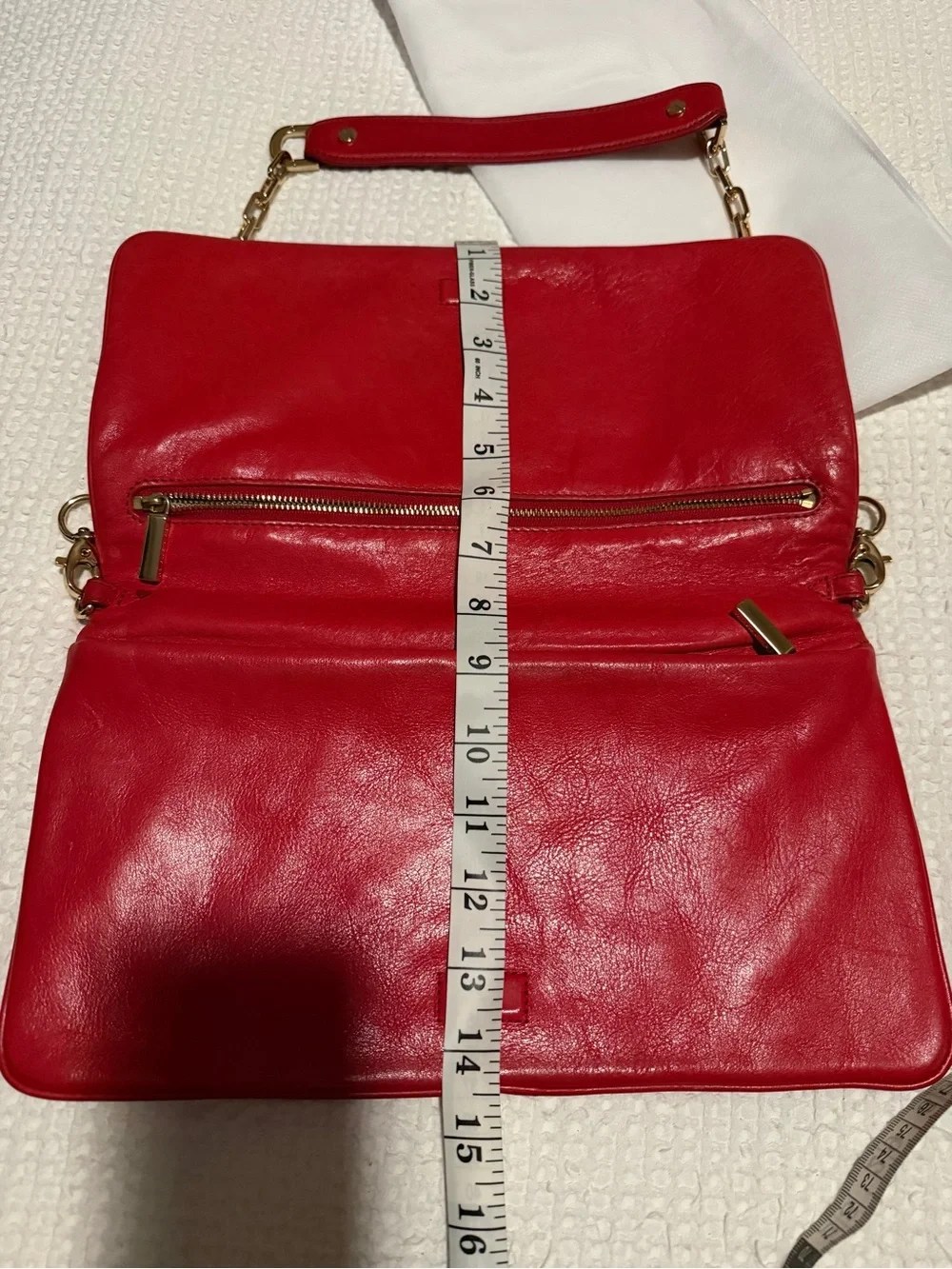 Tory Burch Red Leather Logo Chain-Handle Clutch